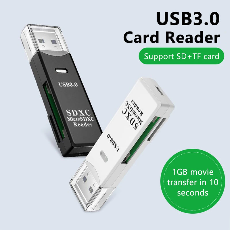 2 em 1 leitor de cartão usb 3.0 micro tf leitor de cartão sd adaptador usb leitor de cartão de alta velocidade cartão de memória tf para pc portátil acessórios