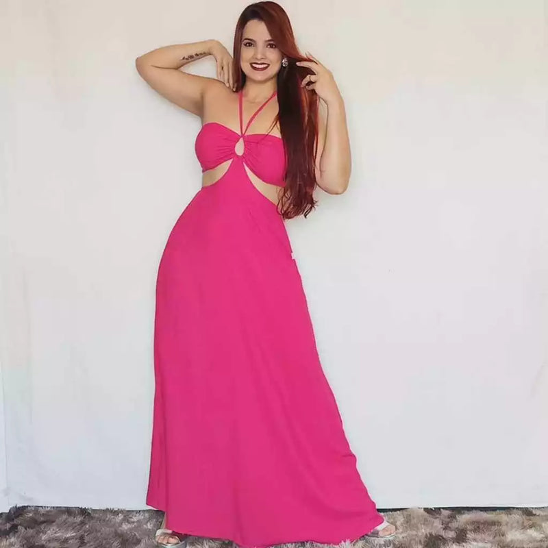 Vestido Longo Feminino Liso Casual Fresquinho
