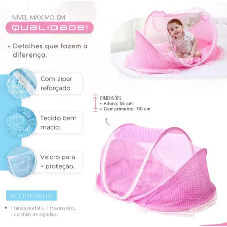 Berço ninho com travesseiro acolchoado portátil dobrável tenda mosquiteiro anti-mosquito para criança bebê maternidade