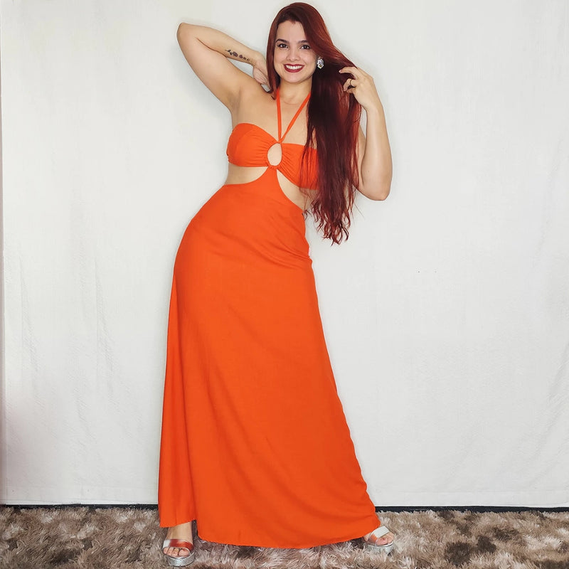 Vestido Longo Feminino Liso Casual Fresquinho