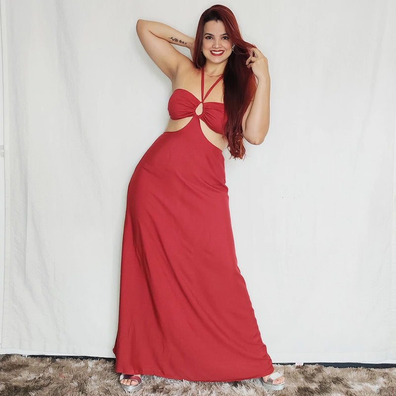 Vestido Longo Feminino Liso Casual Fresquinho