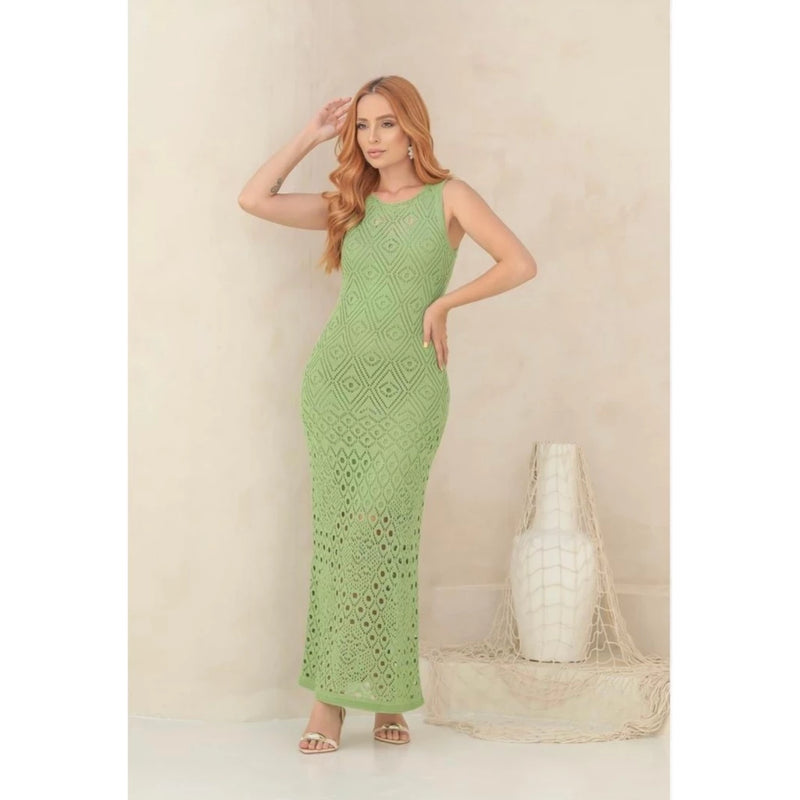 Vestido pistache em tricot premium