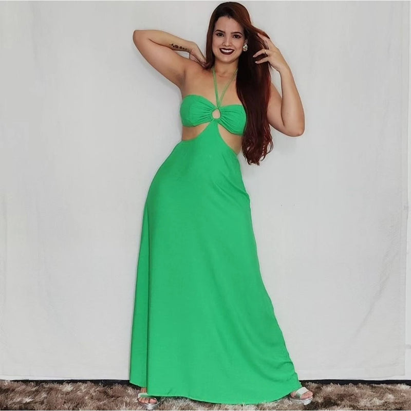 Vestido Longo Feminino Liso Casual Fresquinho