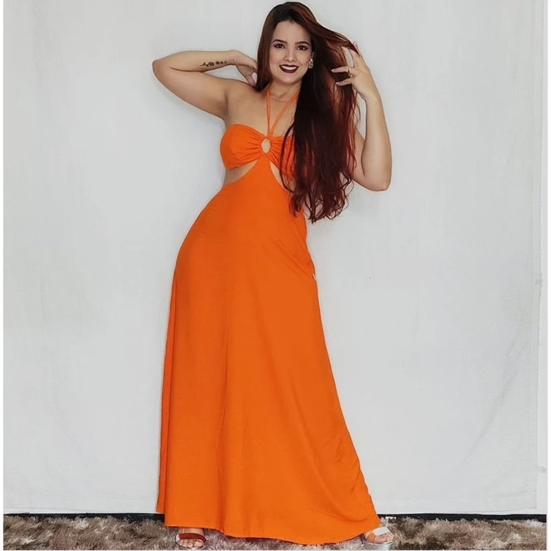 Vestido Longo Feminino Liso Casual Fresquinho