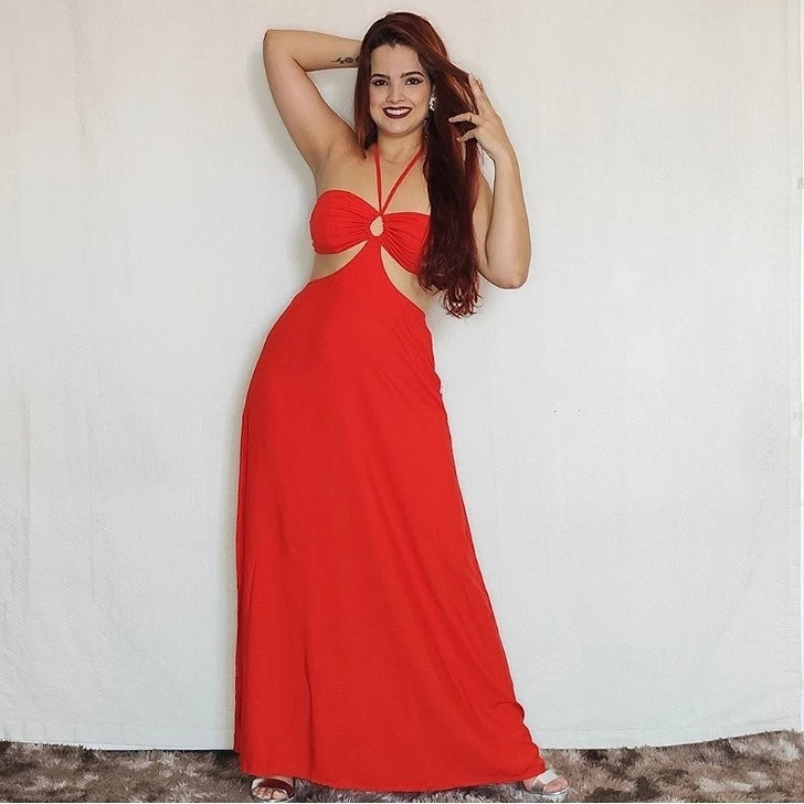 Vestido Longo Feminino Liso Casual Fresquinho