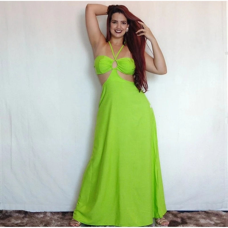 Vestido Longo Feminino Liso Casual Fresquinho