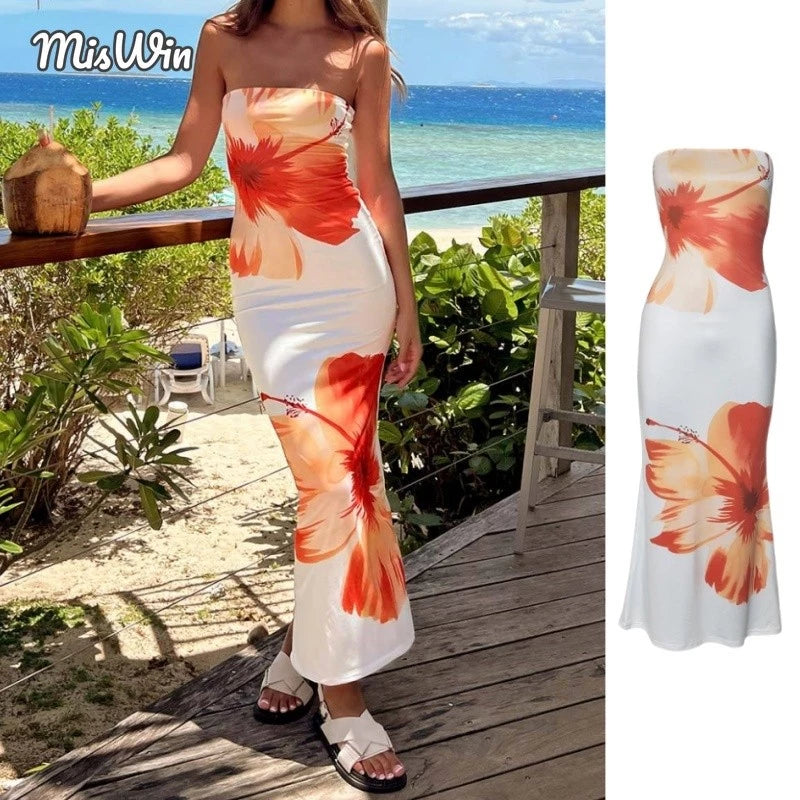 Vestido Boêmio Floral Sem Alças
