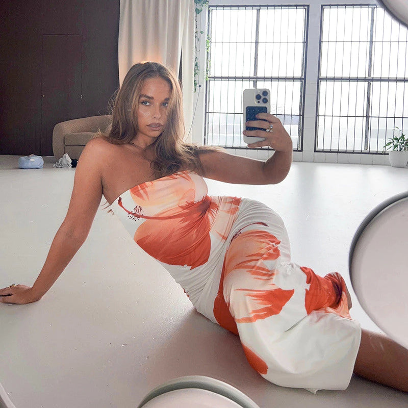 Vestido Boêmio Floral Sem Alças